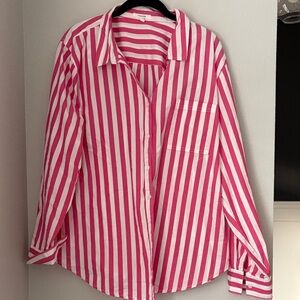 Maurices Pink and White Striped Blouse